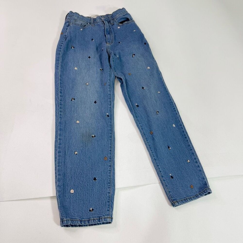 Universal Thread Jeans Womens 0/25 Blue Denim Vintage Straight Flower Embroidery